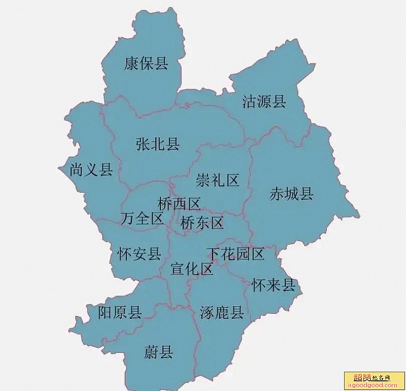 张家口市各市区行政区划图