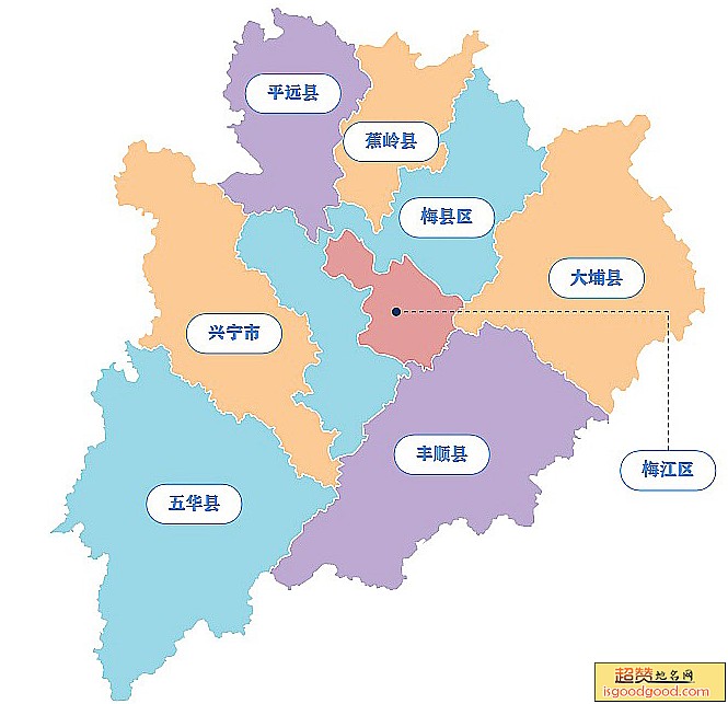 梅州市各市区行政区划图