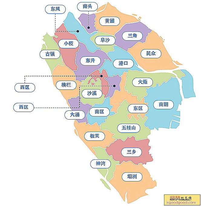中山市各市区行政区划图